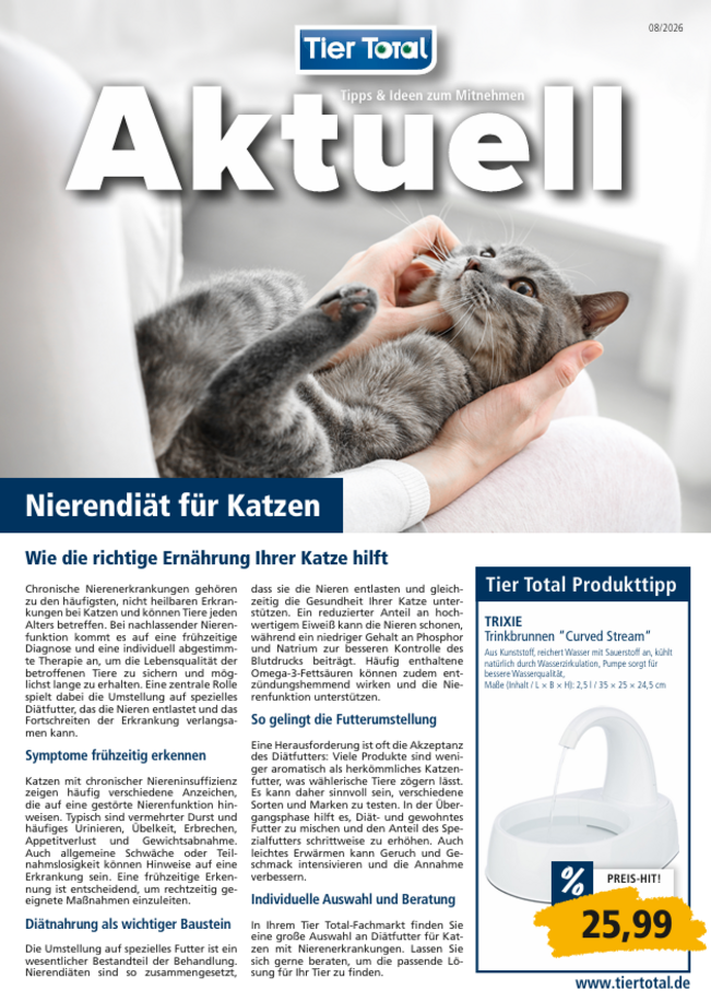 Hier unsere aktuelle Werbung entdecken! Nierendiät für Katzen